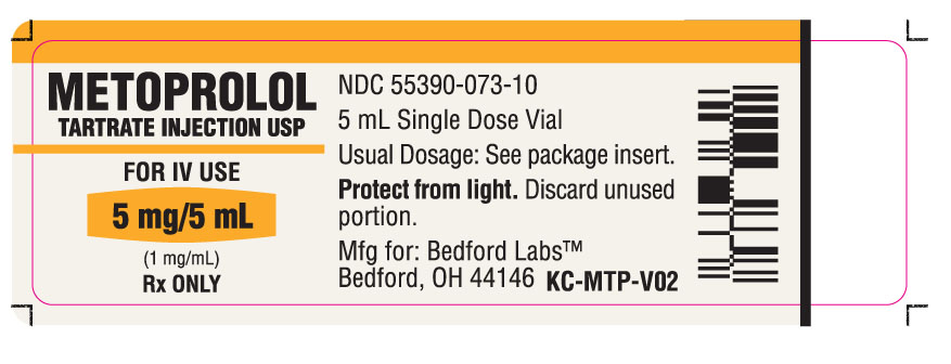 Vial label for Metoprolol Tartrate Injection USP 5 mg per 5 mL