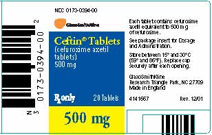 500mg label for bottle of 20 tablet 