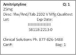 25 mg Amitriptyline HCl Tablets.