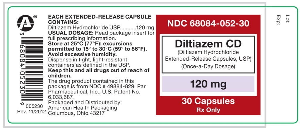 Diltiazem CD (Diltiazem Hydrochloride Extended-Release Capsules, USP) 120 mg, 30 count label