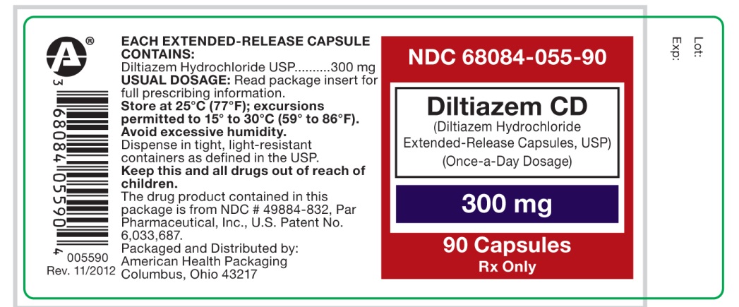 Diltiazem CD (Diltiazem Hydrochloride Extended-Release Capsules, USP) 300 mg, 90 count label