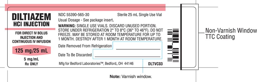 Vial label for Diltiazem Hydrochloride Injection 125 mg per 25 mL