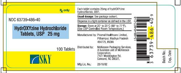 Hydroxyzine 25mg 100ct. bottle label