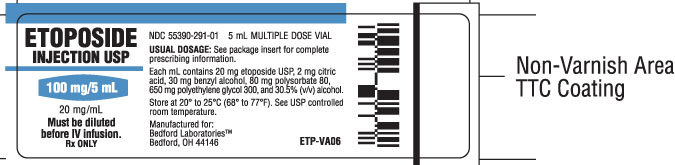 Vial label for Etoposide Injection USP 100 mg per 5 mL