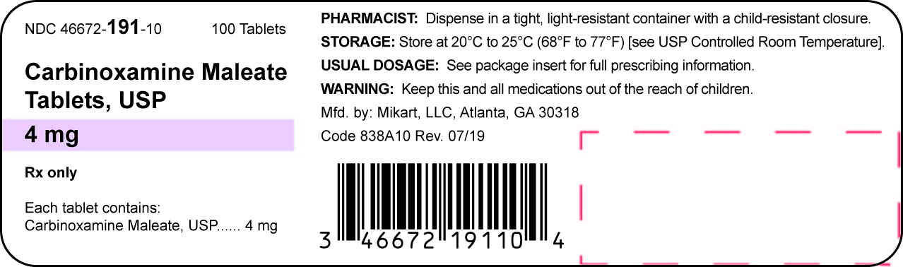 Carbinoxamine Maleate Tablets bottle label
