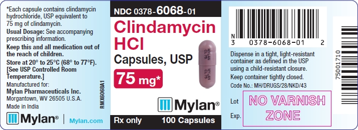 Clindamycin HCI Capsules 75 mg Bottle Labels