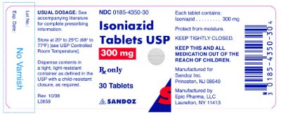 Isoniazid 300 mg x 30 Tablets - Label