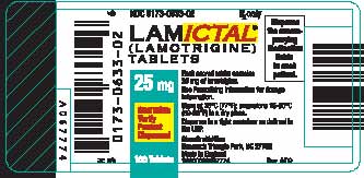 Lamictal Tablets label 25 mg x 100