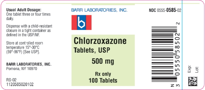 Chlorzoxazone Tablets USP 500 mg 100s Label