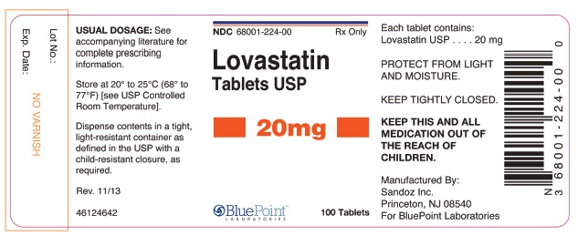 Lovastatin Tablets 20mg 100 Tablets Rev 1113