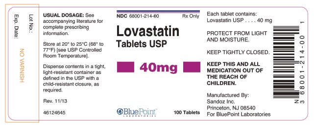 Lovastatin Tablets 40mg 100 Tablets Rev 1113