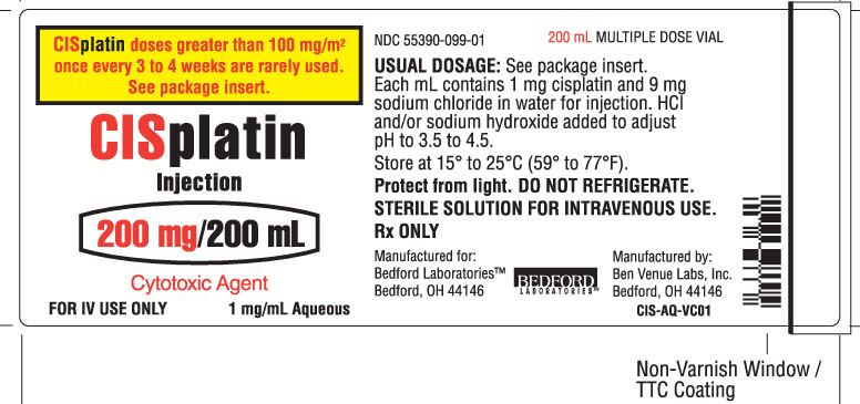 Vial label for Cisplatin Injection 200 mg per 200 mL