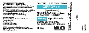 Cipro® 20 mL 200 mg, 1% Vial Label