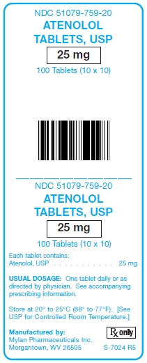 Atenolol 25 mg Tablets Unit Carton Label