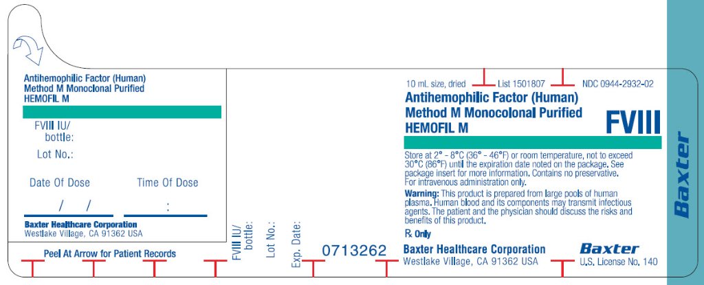 HEMOFIL M 1000 vial label
