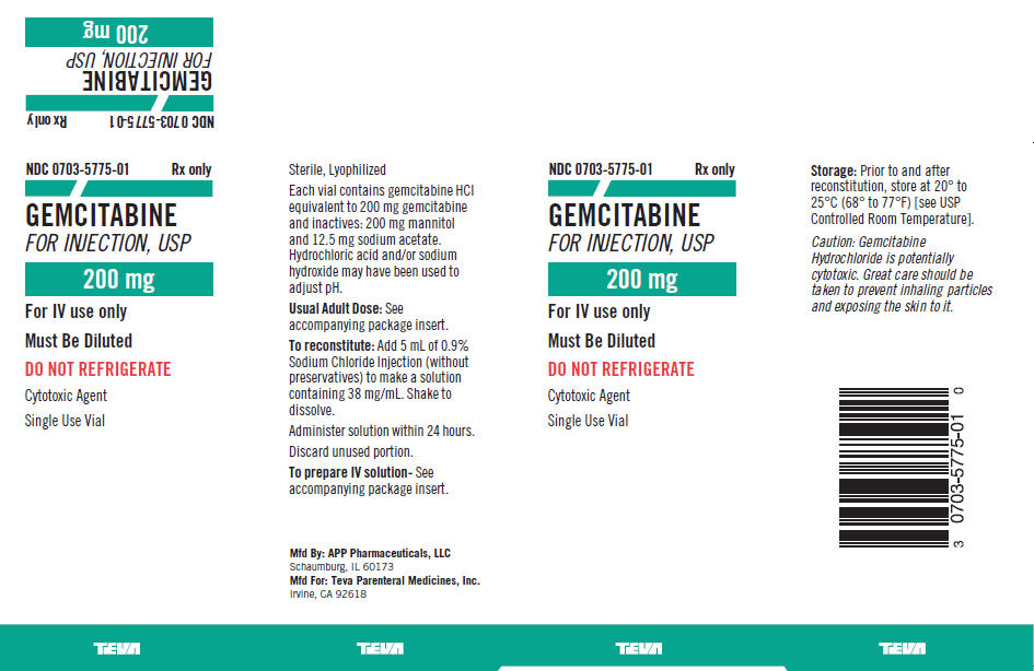 Gemcitabine for Injection, USP 200 mg Carton
