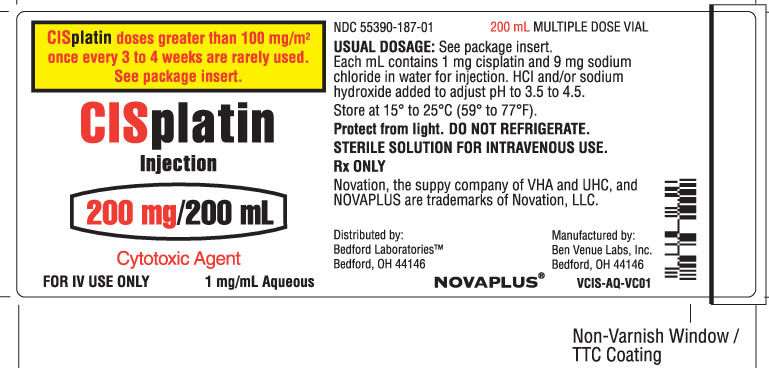 Vial label for Cisplatin Injection 200 mg per 200 mL