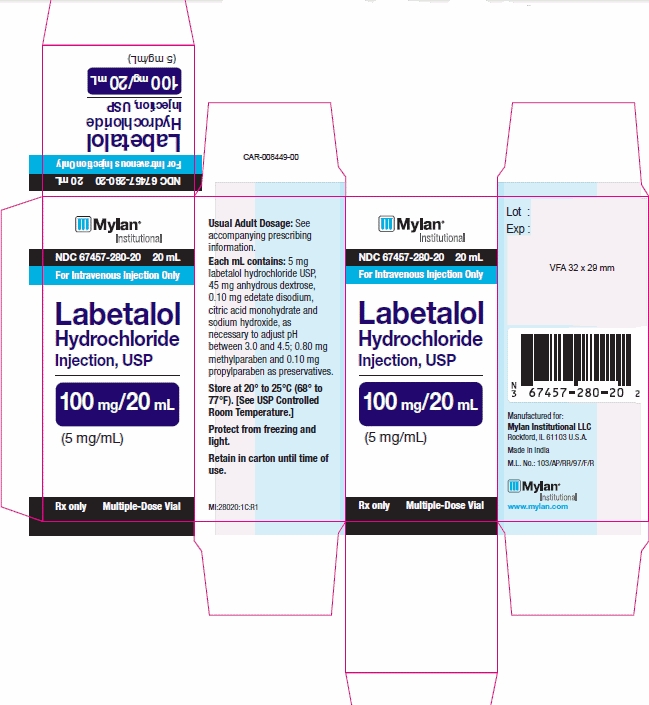 Labetalol Hydrochloride Injection, USP 100 mg/20 mL Carton