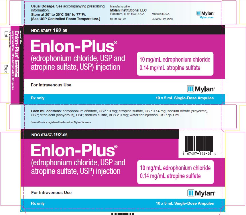 Enlon-Plus (edrophonium choloride, USP and atropine sulfate, USP) injection 10 mg/ mL edrophonium chloride 0.14 mg/ mL atropine sulfate Carton Labels