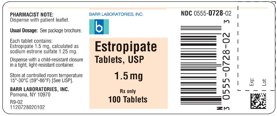 Estropipate Tablets, USP 1.5 mg 100s Label