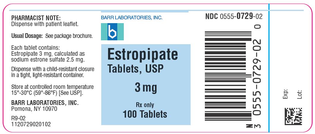 Estropipate Tablets, USP 3 mg 100s Label