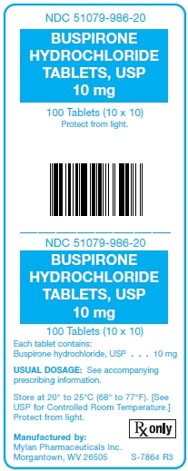 Buspirone HCl 10 mg Tablets Unit Carton Label