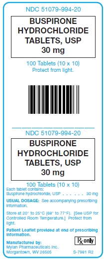 Buspirone HCl 30 mg Tablets Unit Carton Label