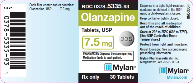 Olanzapine Tablets 7.5 mg Bottle Labels