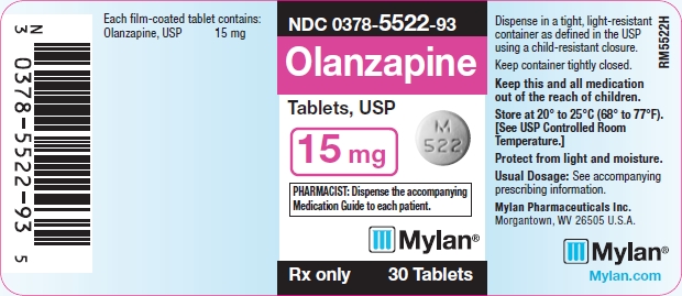 Olanzapine Tablets 15 mg Bottle Labels
