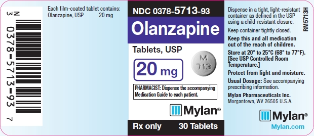 Olanzapine Tablets 20 mg Bottle Labels