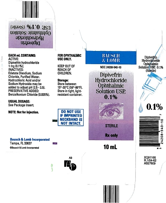 Dipivefrin Hydrochloride Ophthalmic Solution USP, 0.1% (Carton, 10 mL - Bausch & Lomb)