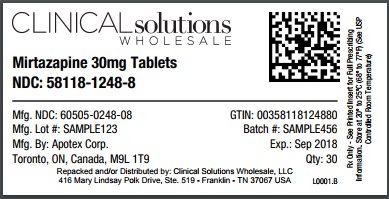 Mirtazapine 30mg tablet 30 count blister card