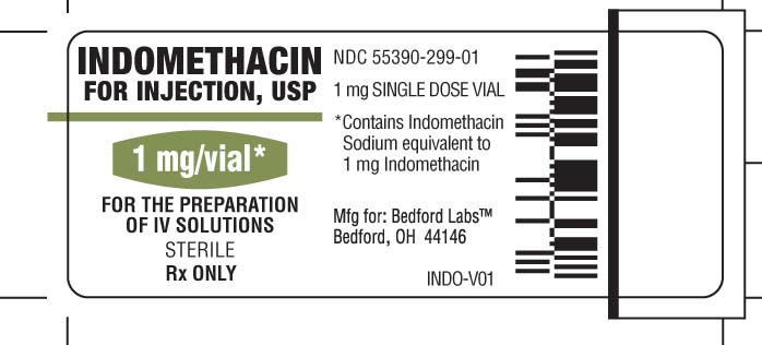 Vial label for indomethacin 1 mg per vial