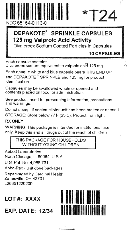 Label for Depakote Sprinkle Capsules 125 mg