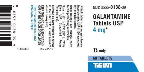 Galantamine Tablets USP 4 mg Label