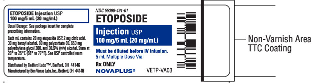 Vial label for Etoposide Injection USP 100 mg per 5 mL