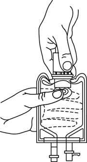 figure 6 Pull the inner cap from the drug vial. (SEE FIGURE 6.) Verify that the rubber stopper has been pulled out, allowing the drug and diluent to mix.