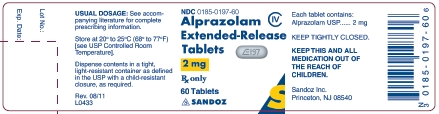 Alprazolam Extended-Release Tablets 2 mg, 60 tablets - label
