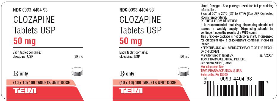 Clozapine Tablets 50mg 100s Unit-Dose Label