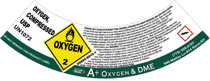 Oxygen gas Label 1