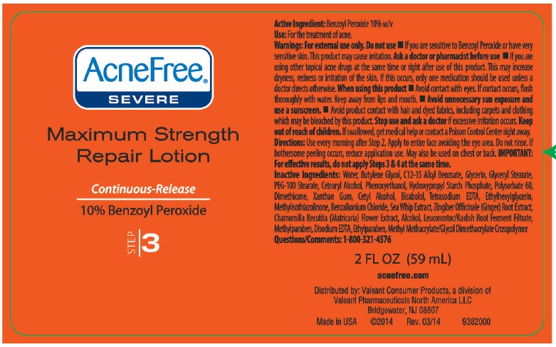 AcneFree Severe Max Strength Repair Lotion Bottle Label