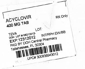  Acyclovir Tablets USP 400 mg Label