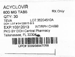  Acyclovir Tablets USP 800 mg Label