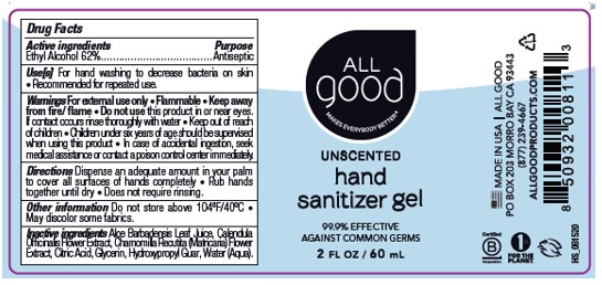 All Good Hand Sanitizer Gel 2 fl oz Unscented