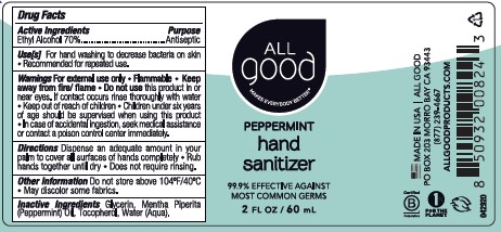 All Good Peppermint Hand Sanitizer 2.0 fl oz