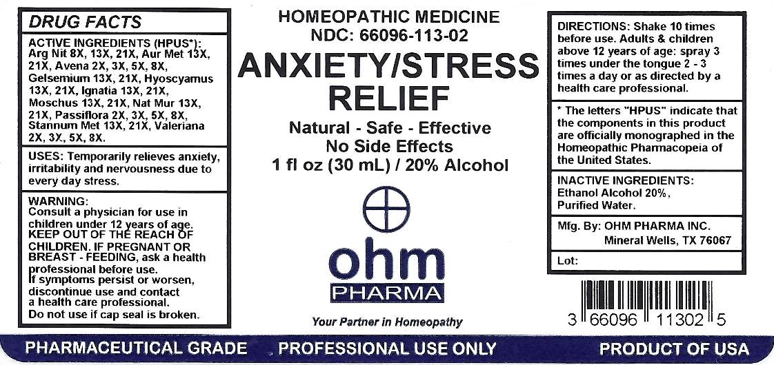 Anxiety/Stress 1oz bottle label