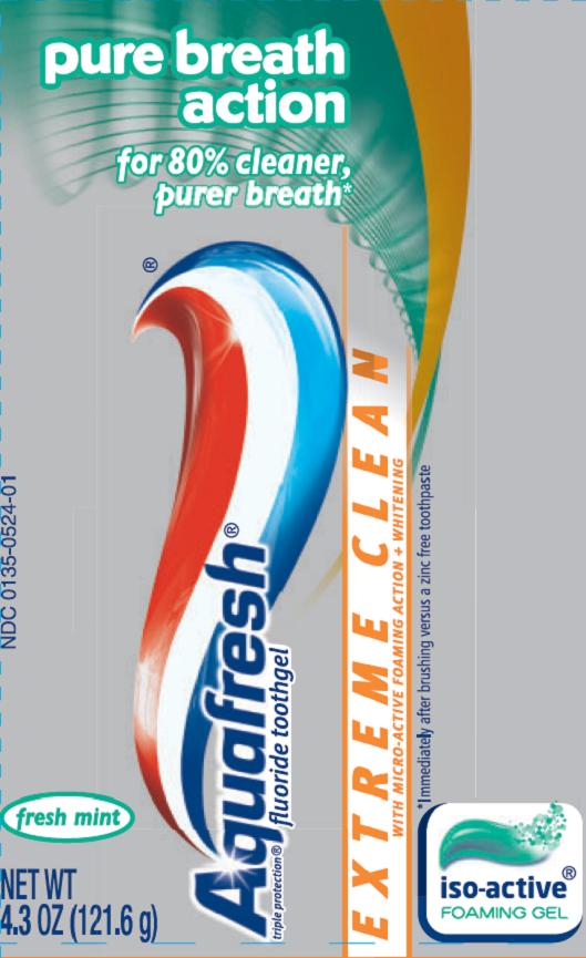 Aquafresh IsoActive Pure Breath Extreme Clean 4.3oz (121.6g) label