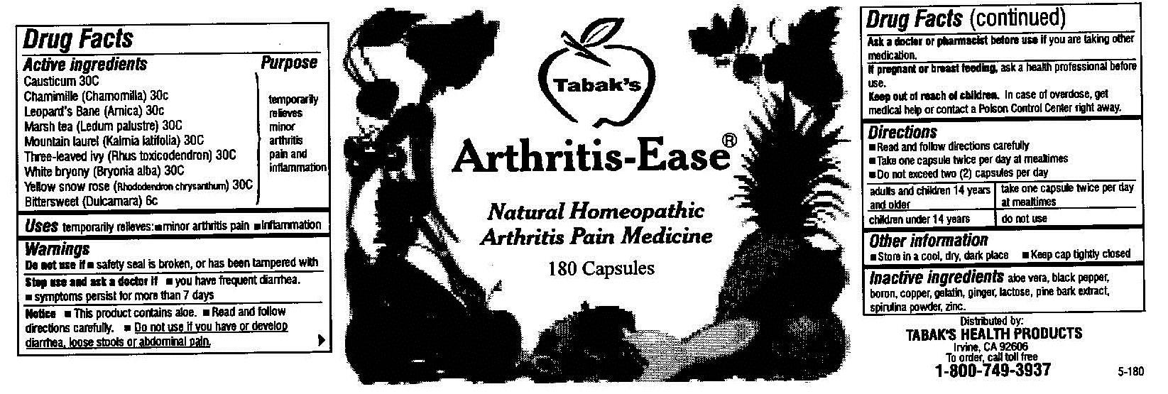Arthritis Ease Label 180ct