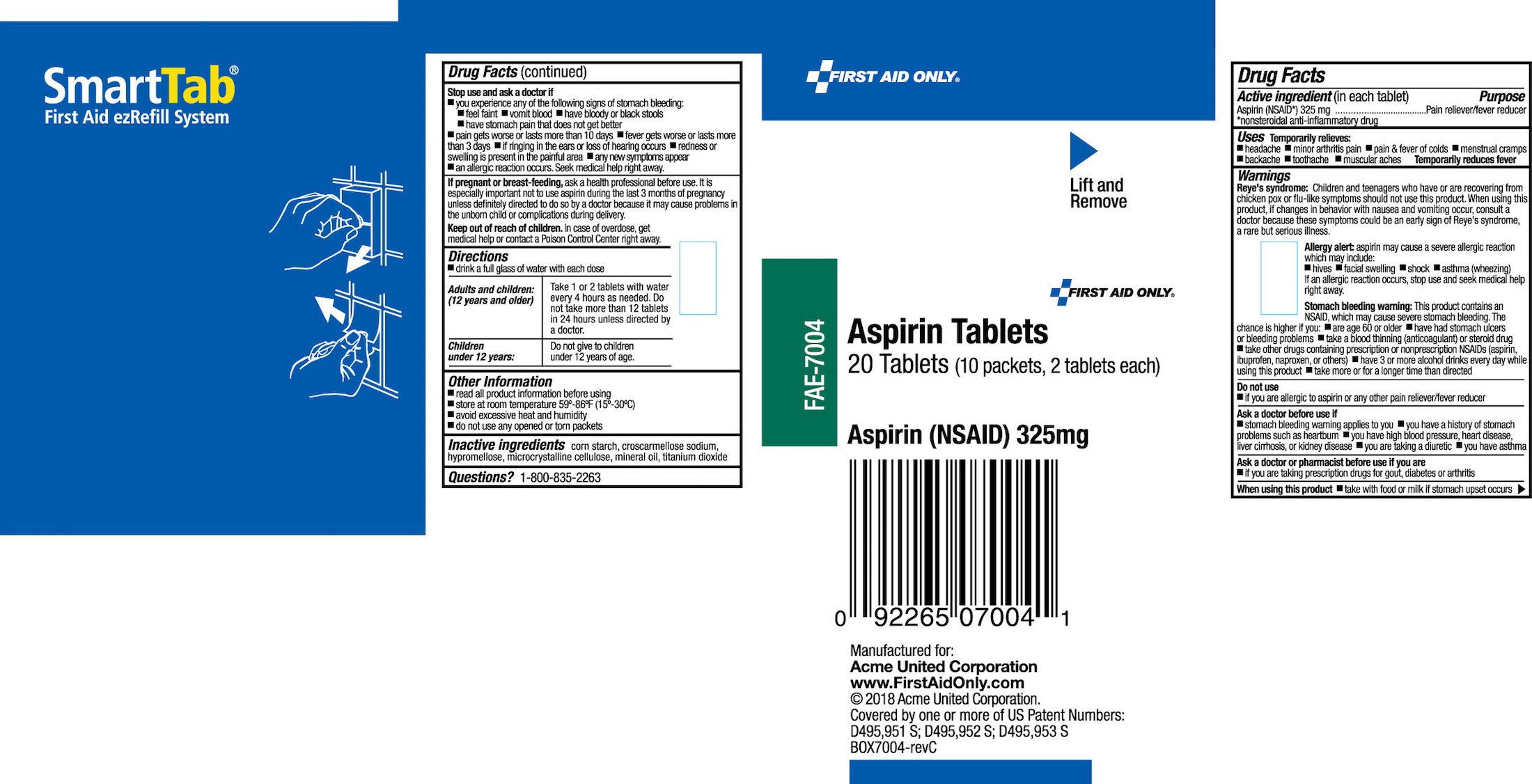 First Aid Only Aspirin Label