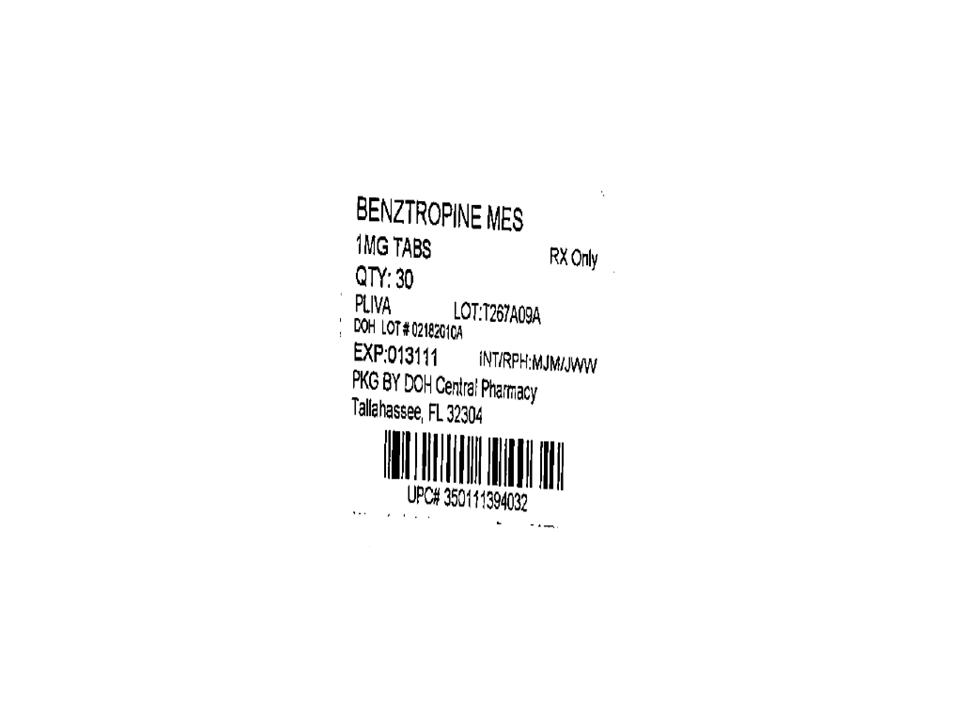 Benztropine 1mg 30s label